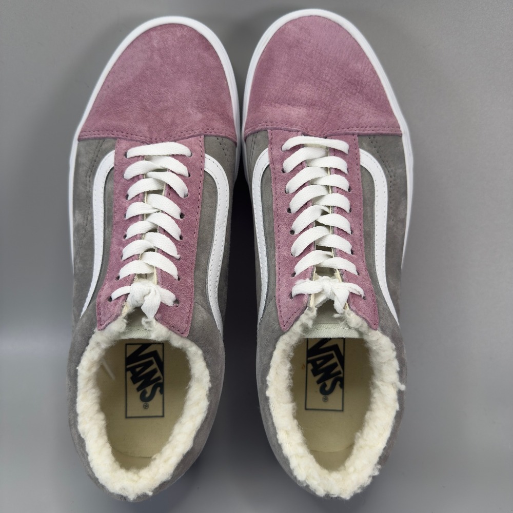 Vans Old Skool Mens 9.5 9 1/2 Pink Gray Blue Shoes Sherpa Suede Water Repellent - Picture 6 of 16